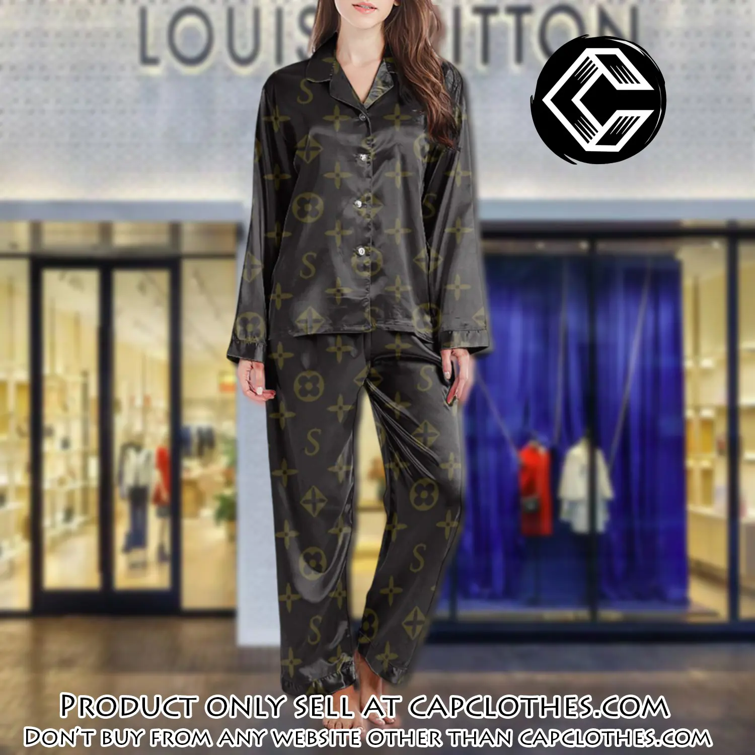 Lv monogram long satin pajama set pjs1019 cc1752112